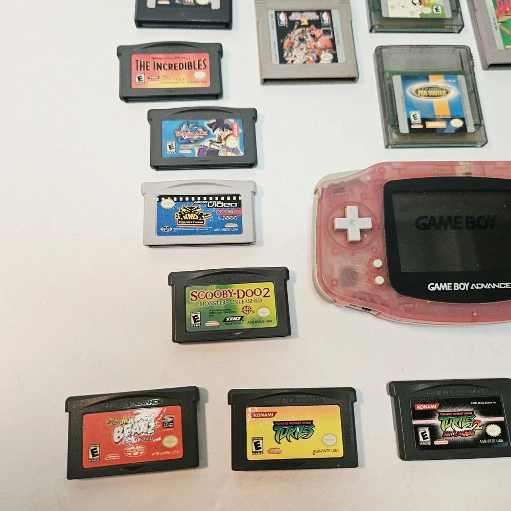 Nintendo GameBoy Advance Console Milky Pink Color AGB-001 With 24 Games Tested